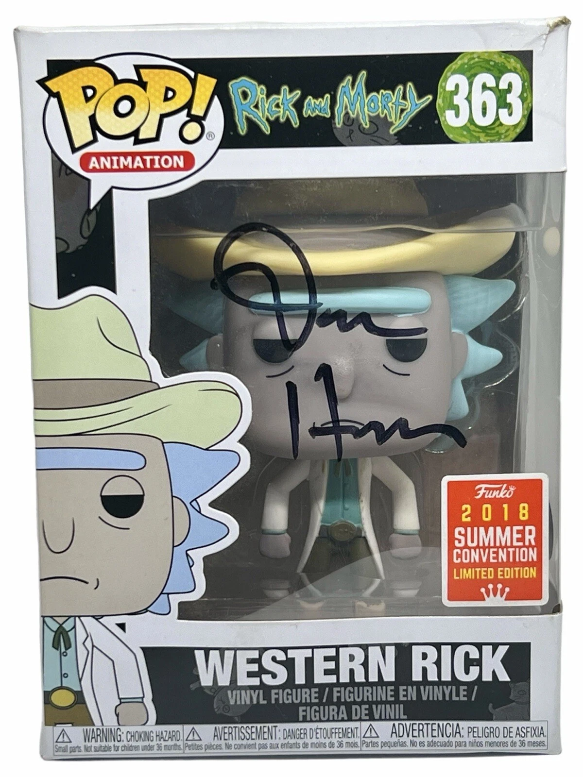 Dan Harmon Signed Funko Pop Rick and Morty Western Rick 363 Autograph BAS COA