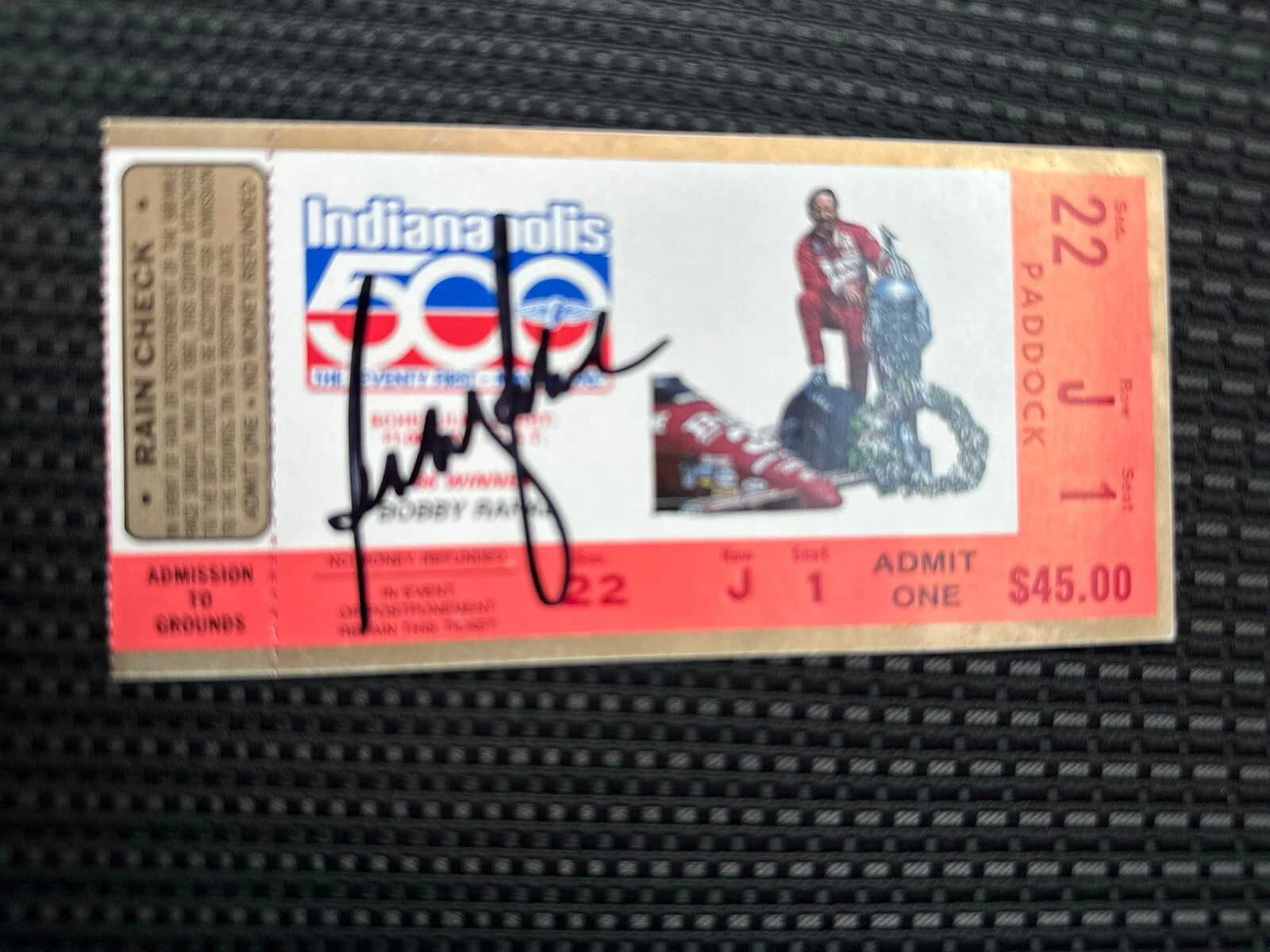 Bobby Rahal (1986 Win) Signed Indianapolis Indy 500 Ticket 1987 Race