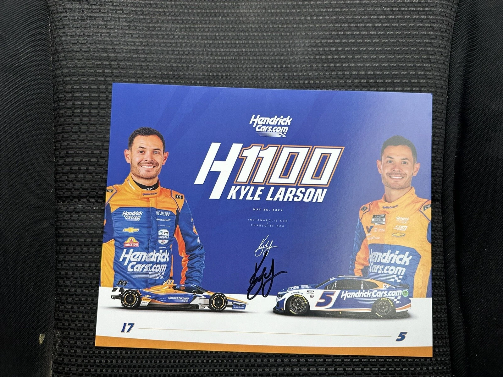 Kyle Larson Indy 500 Signed Car Promo Hero Card Autographed 2024