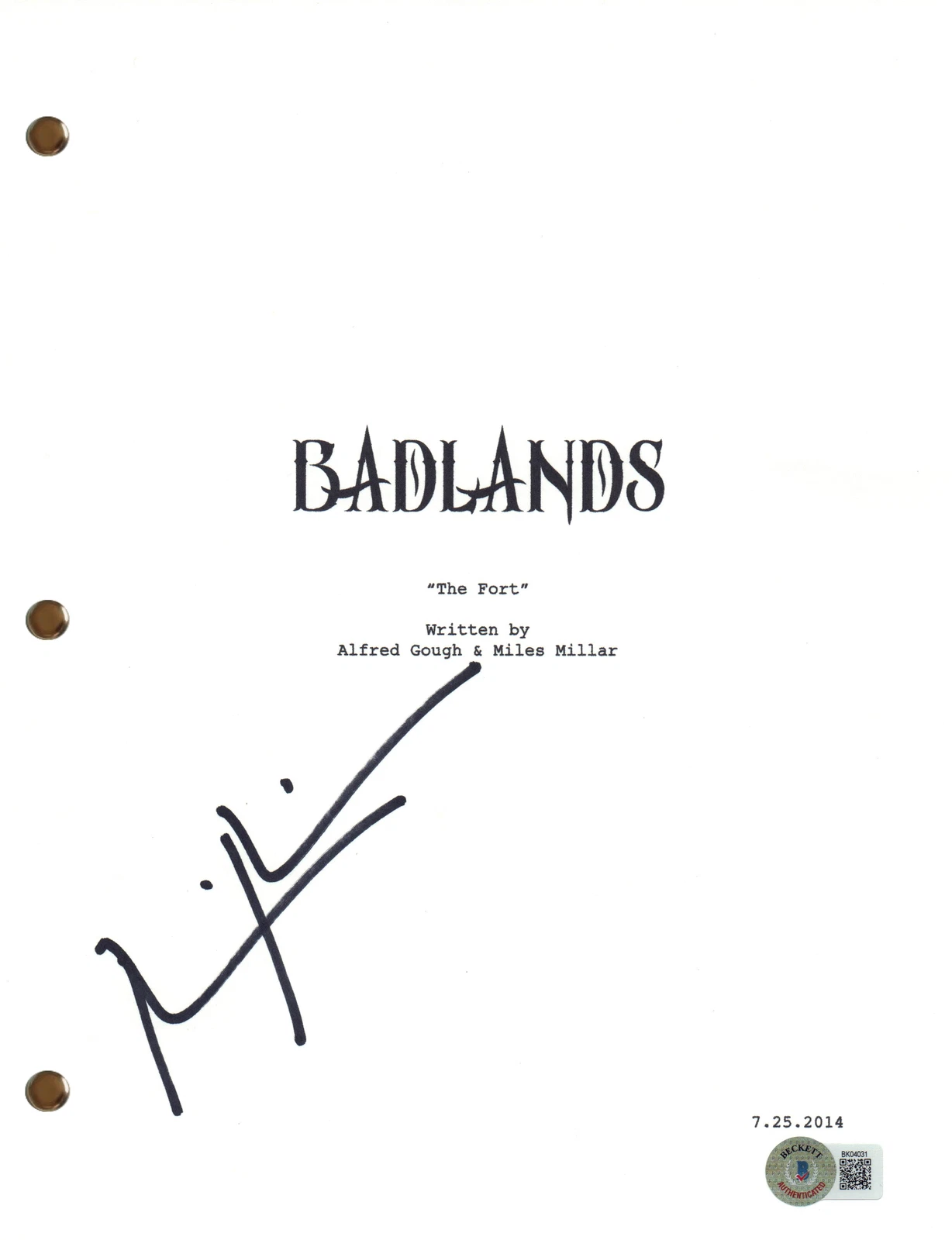 Miles Millar Signed Autograph Into the Badlands Pilot Episode Script Beckett COA