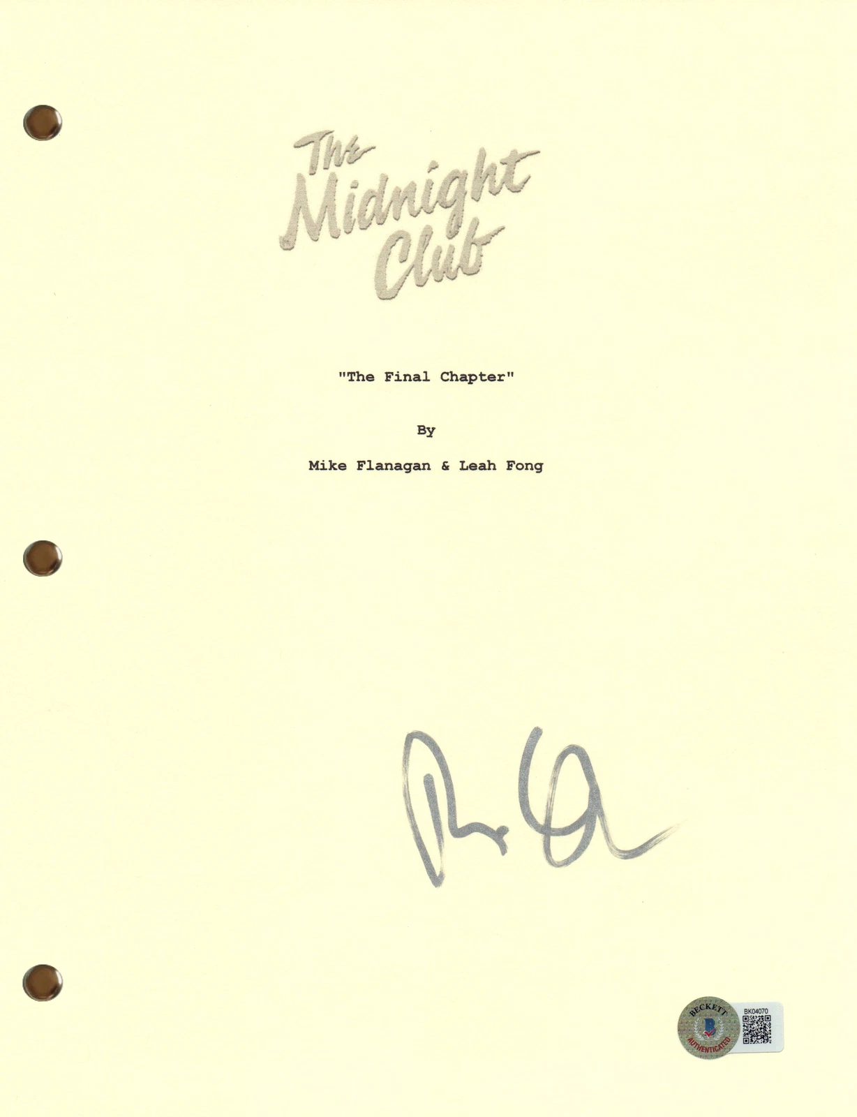 Ruth Codd Signed Autograph The Midnight Club Pilot Script Screenplay BAS COA