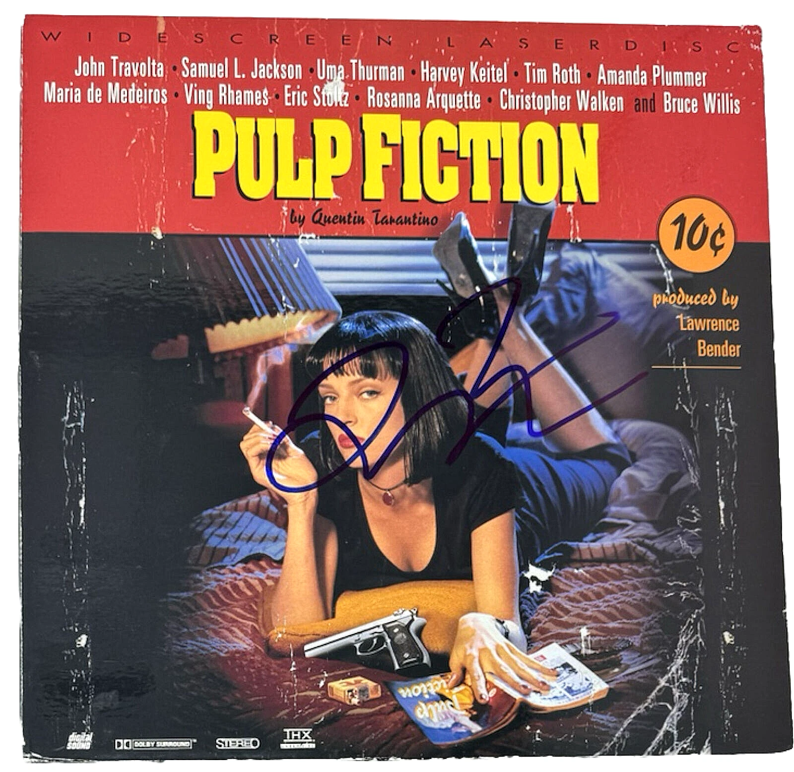 Quentin Tarantino Signed Autographed Pulp Fiction Laserdisc Cover Beckett COA
