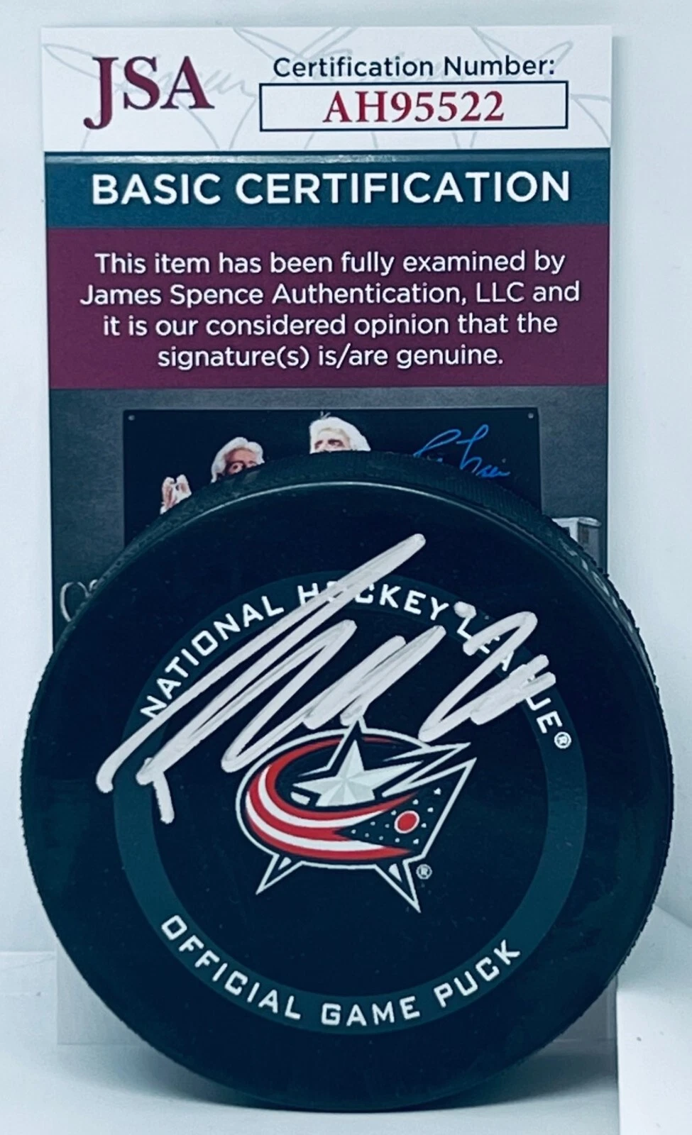 Patrik Laine signed Columbus Blue Jackets Official Game Puck autographed JSA COA