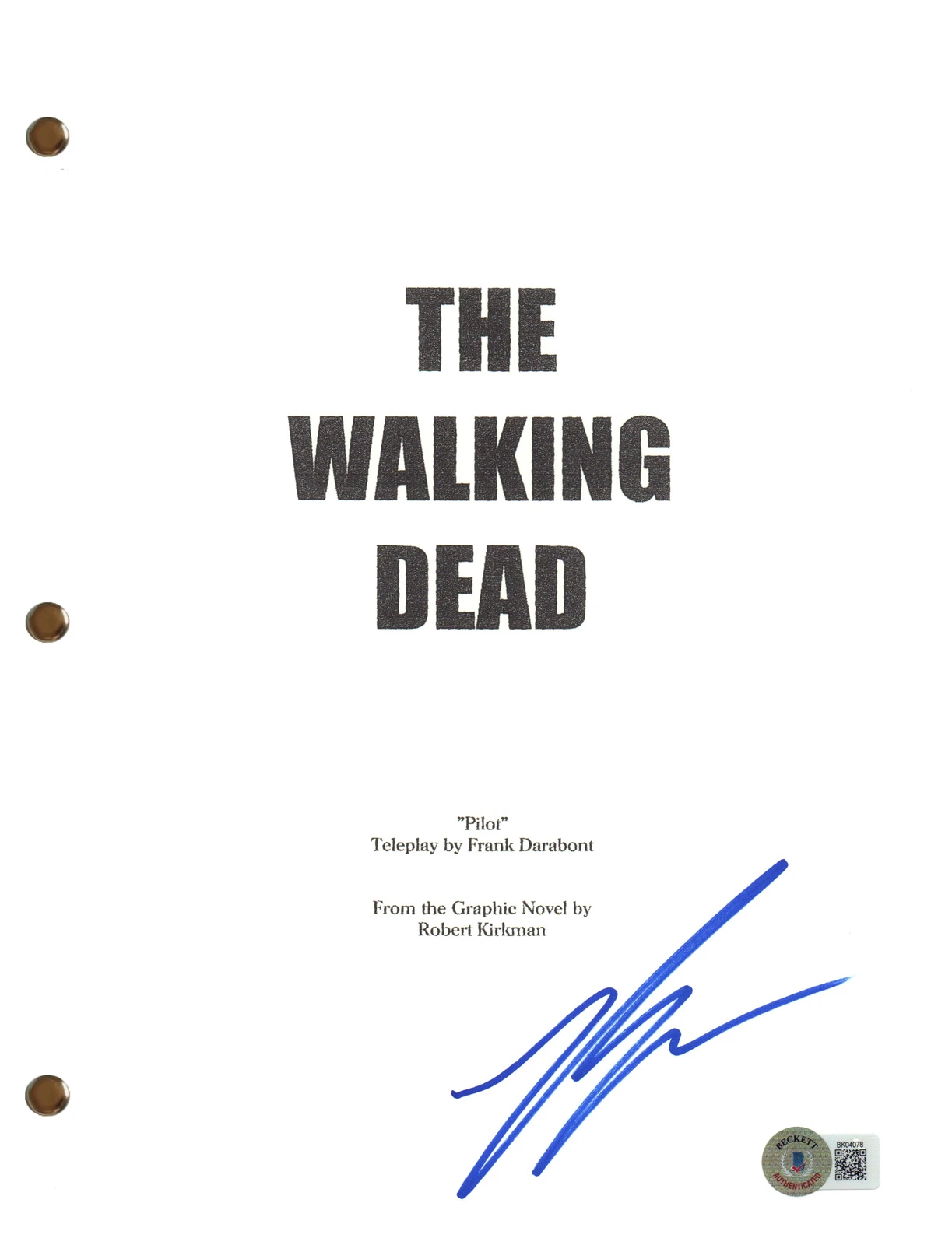 Ross Marquand Signed Autograph The Walking Dead Pilot Script Screenplay BAS COA