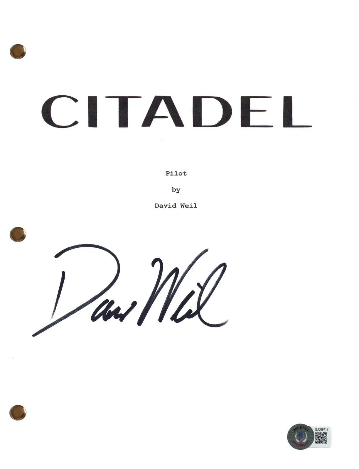 David Weil Signed Autograph Citadel Pilot Episode Script Creator Beckett COA