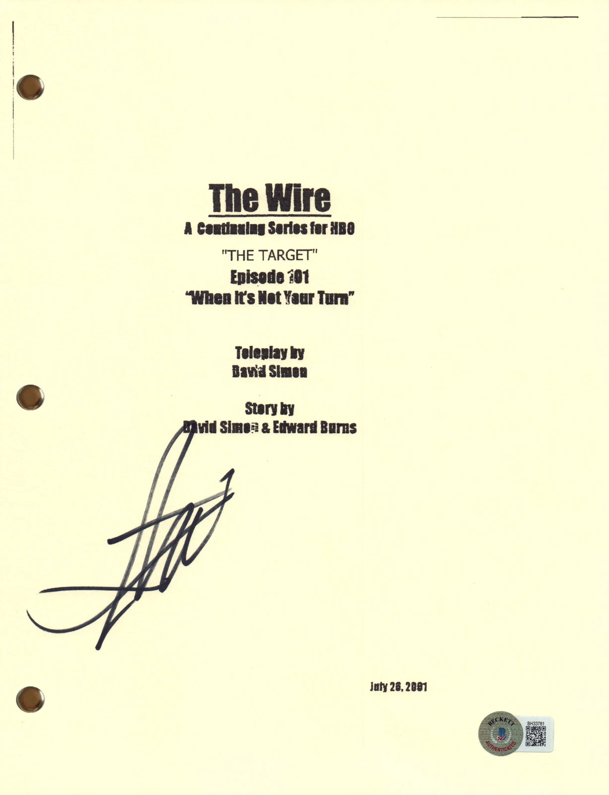 Lance Reddick Signed Autograph The Wire Pilot Script Full Screenplay Beckett COA