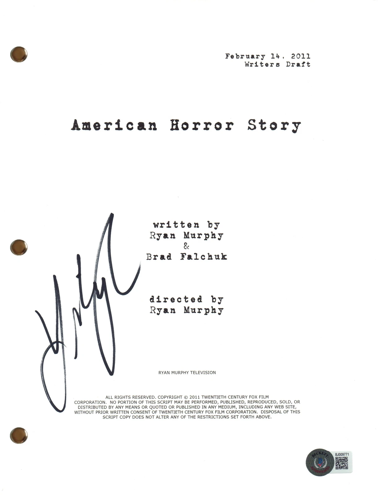 Lily Rabe Signed Autograph American Horror Story Pilot Script Screenplay BAS COA