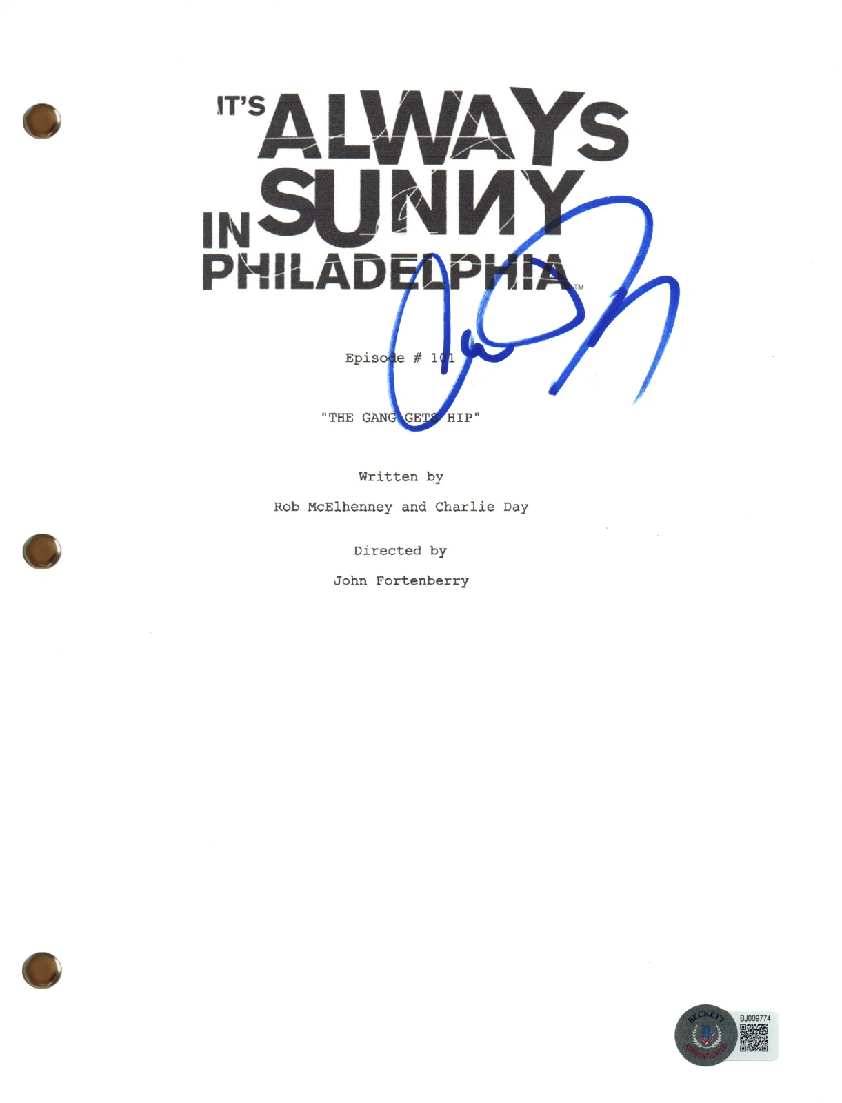 Charlie Day Signed Autograph It's Always Sunny In Philadelphia Pilot Script BAS