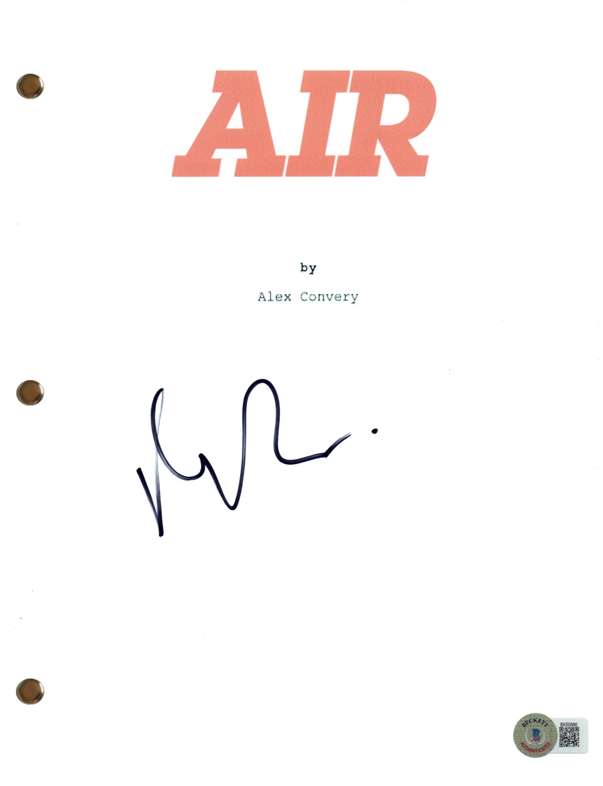 Matt Damon Signed Autograph Air Movie Script Screenplay Nike Air Jordan BAS COA