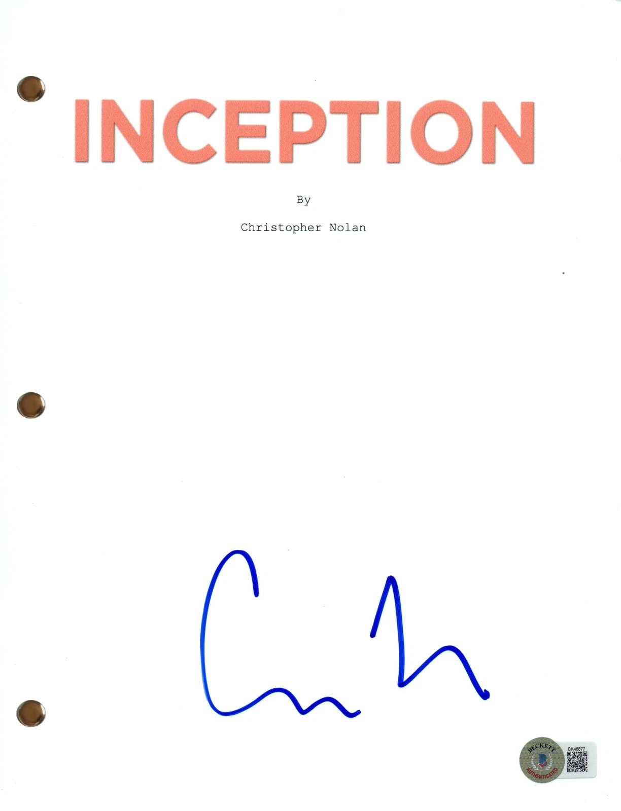 Christopher Nolan Signed Autograph Oppenheimer Full Movie Script Beckett COA