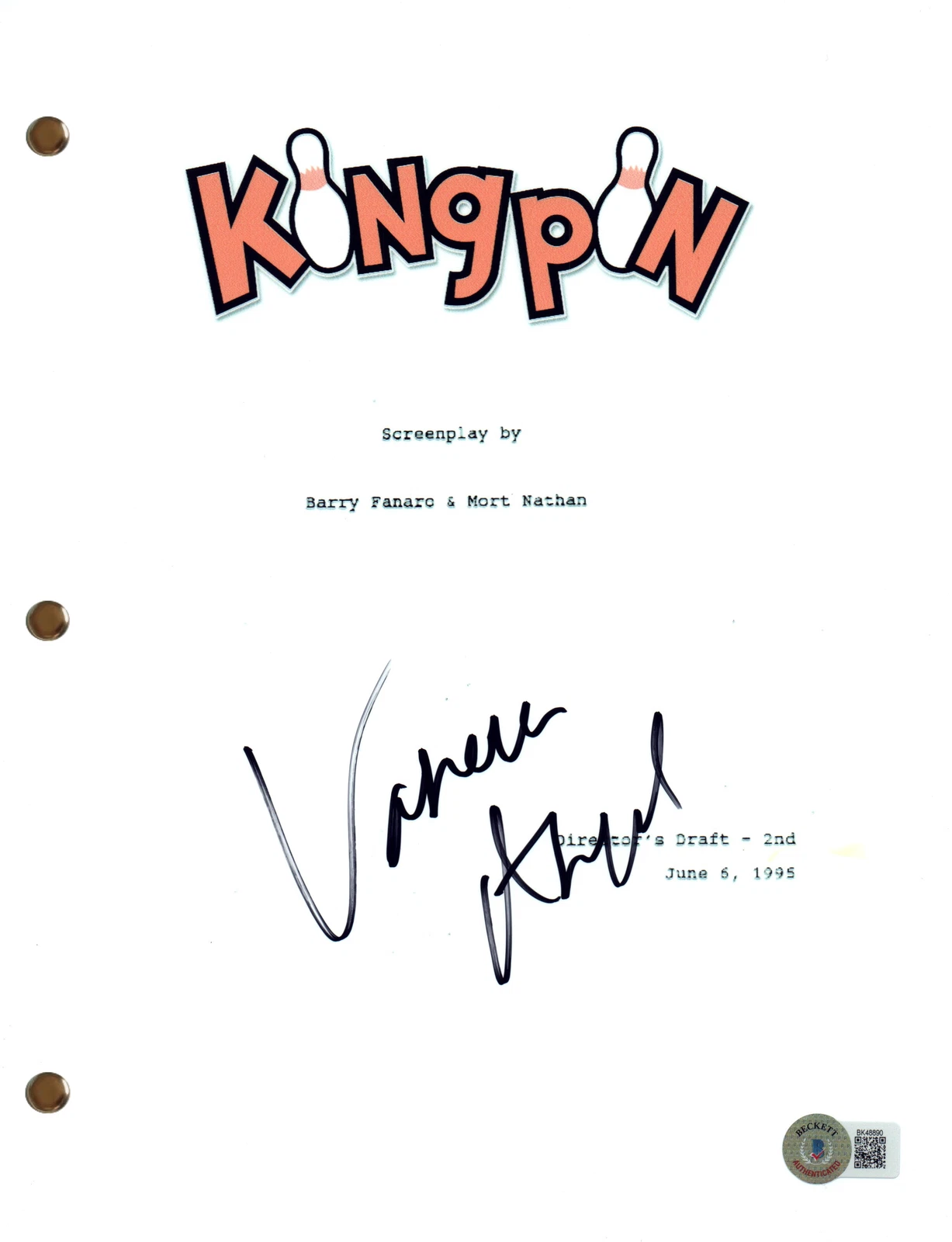 Vanessa Angel Signed Autograph Kingpin Movie Script Full Screenplay Beckett COA