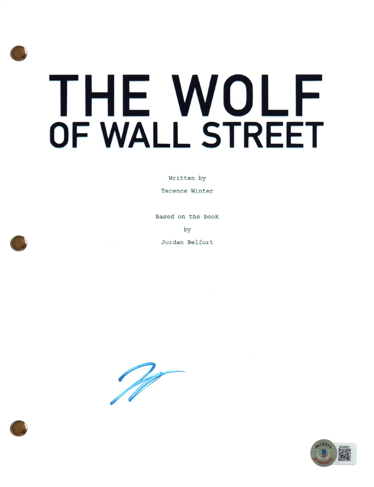 Leonardo DiCaprio Signed Autograph The Wolf of Wall Street Movie Script BAS COA