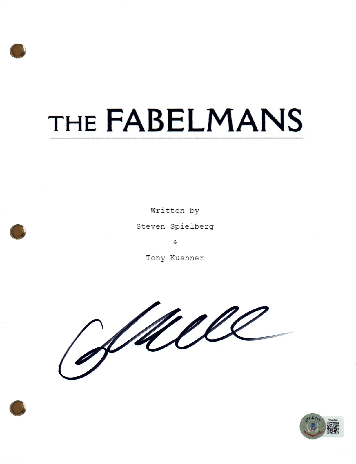 Gabriel LaBelle Signed Autograph The Fabelmans Script Screenplay Beckett COA