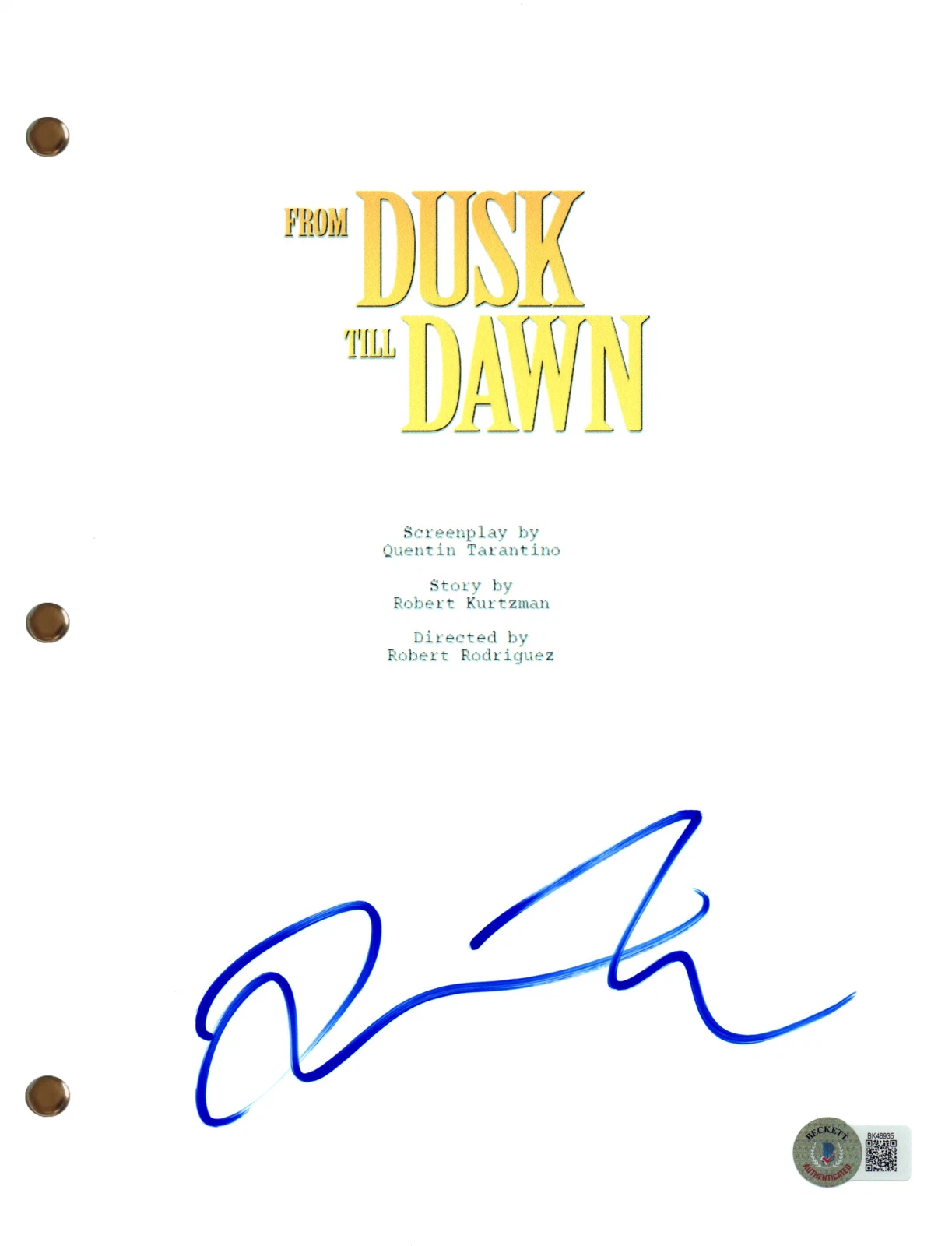 Quentin Tarantino Signed Autograph From Dusk Till Dawn Movie Script Beckett COA