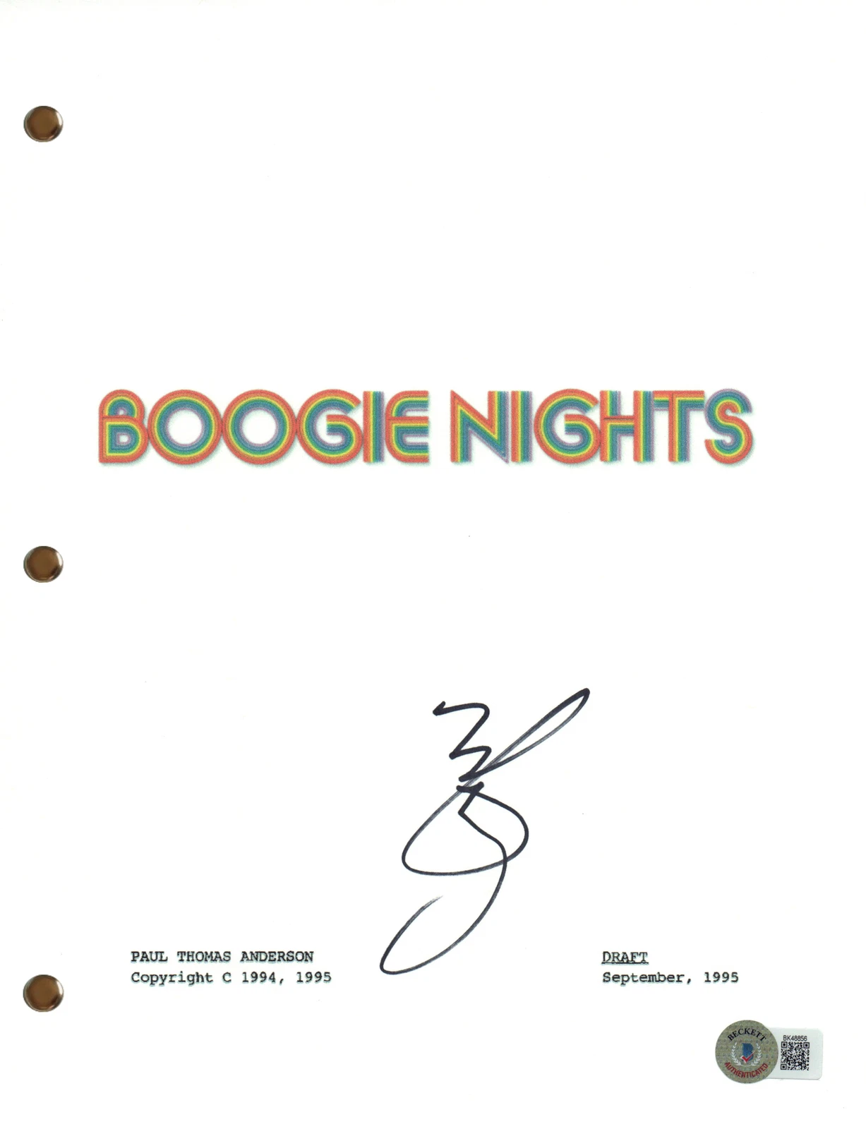 Mark Wahlberg Signed Autograph Boogie Nights Movie Script Screenplay Beckett COA