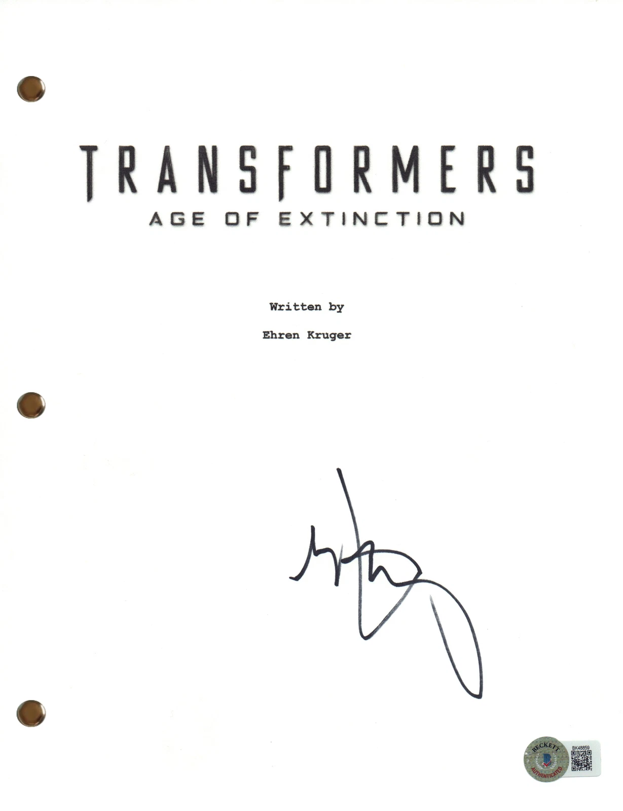 Mark Wahlberg Signed Autograph Transformers Movie Script Screenplay Beckett COA
