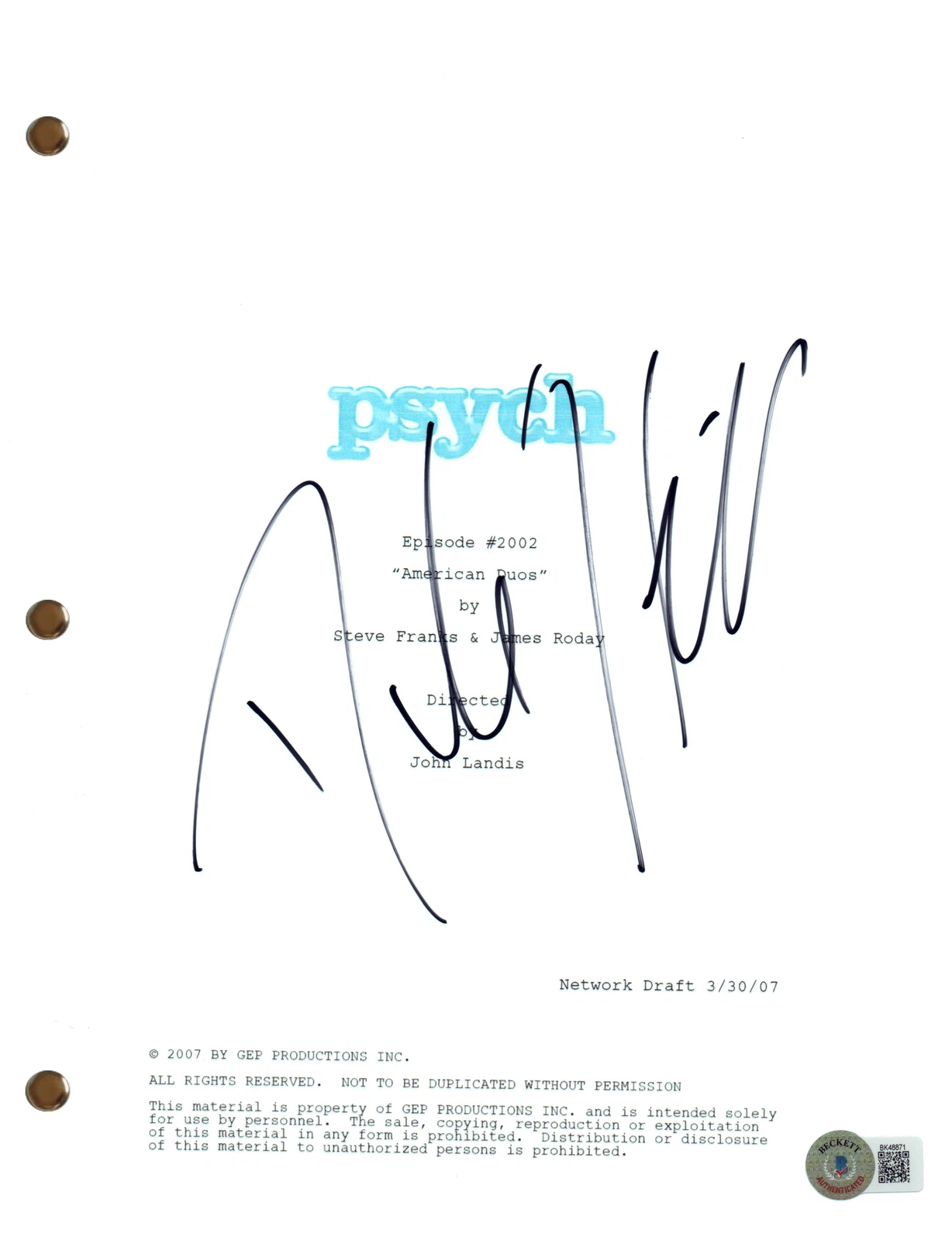 Dule Hill Signed Autograph Psych Episode Script Full Screenplay Beckett COA