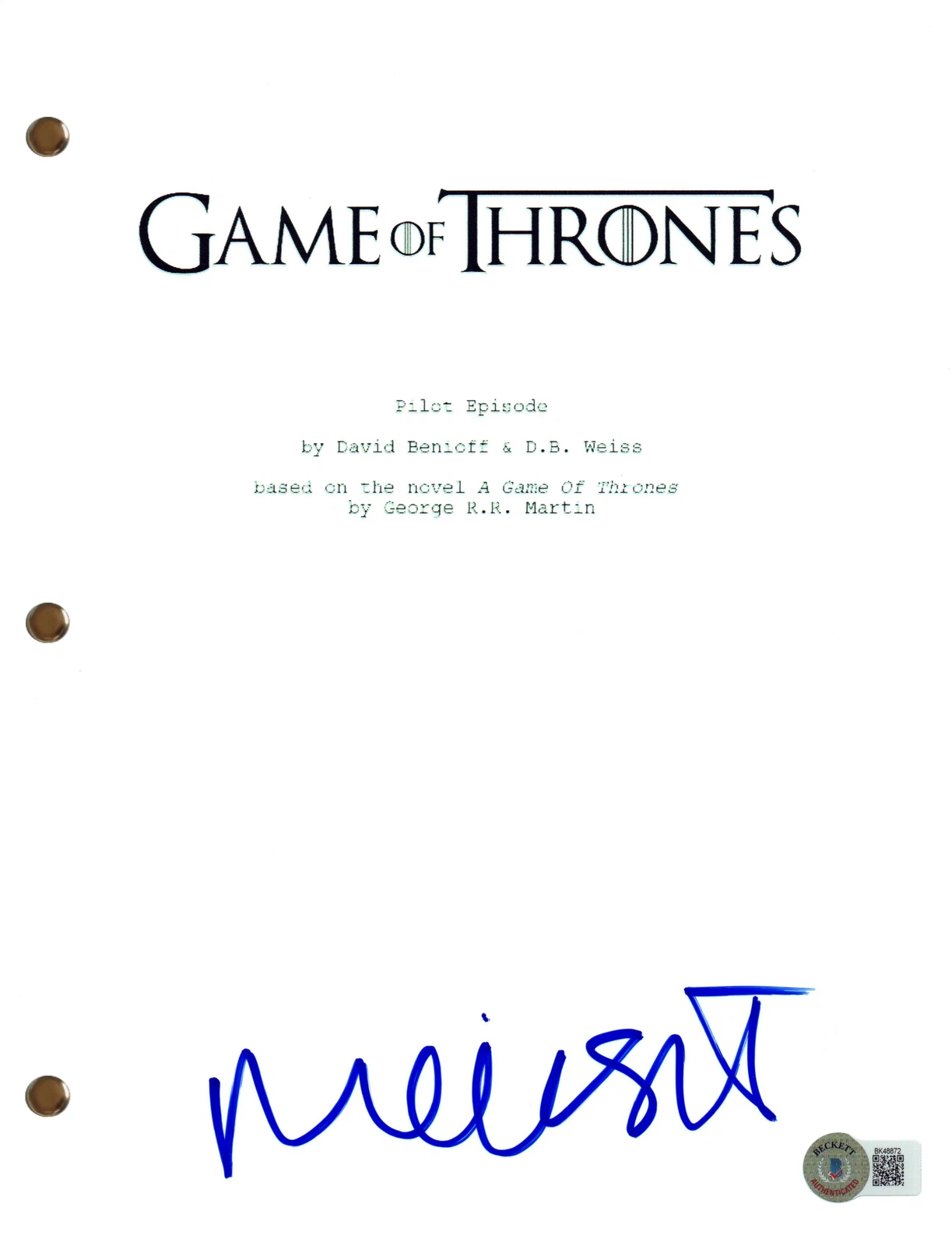 Maisie Williams Signed Autograph Game of Thrones Pilot Script Screenplay BAS COA