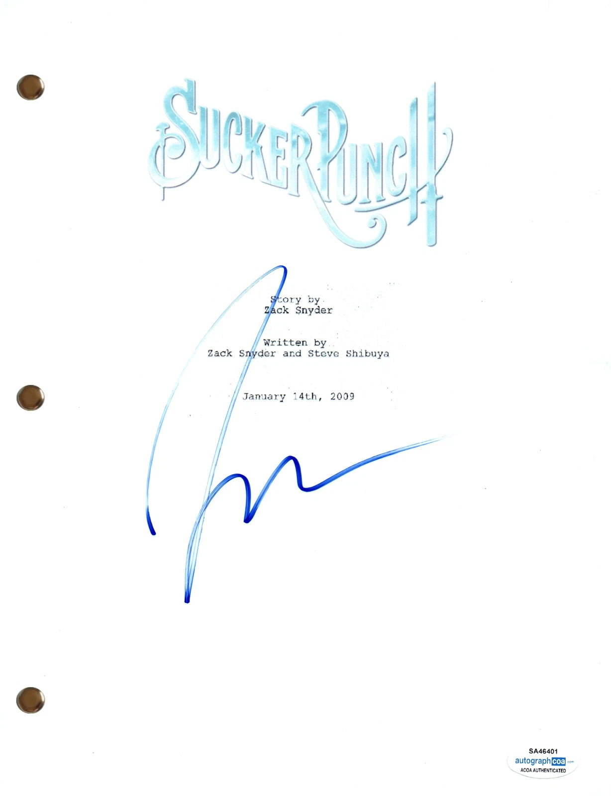 Jena Malone Signed Autograph Sucker Punch Movie Script Full Screenplay ACOA COA