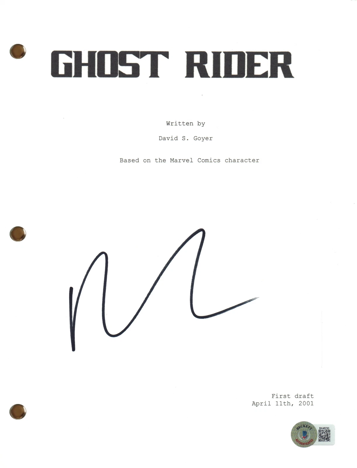 Nicolas Cage Signed Autograph Ghost Rider Movie Script Screenplay Beckett COA
