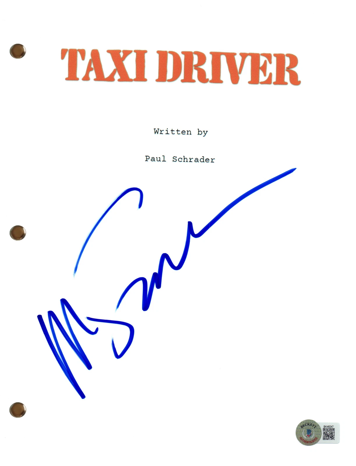 Martin Scorsese Signed Autograph Taxi Driver Movie Script Screenplay Beckett COA