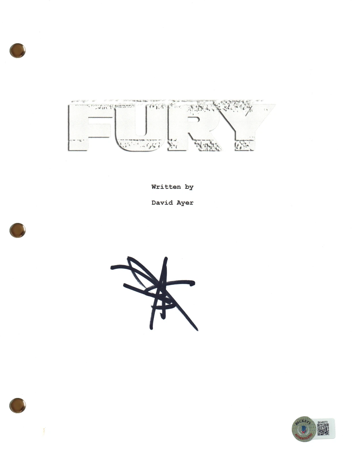 Shia LaBeouf Signed Autograph Fury Movie Script Full Screenplay Beckett COA