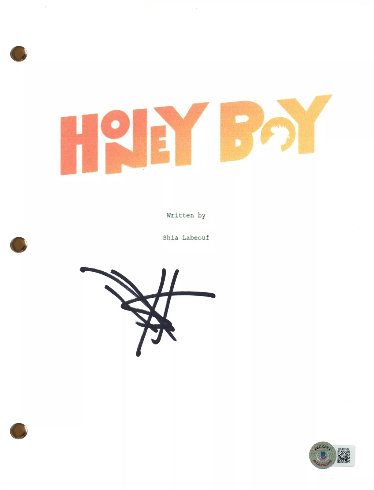 Shia LaBeouf Signed Autograph Honey Boy Movie Script Full Screenplay Beckett COA