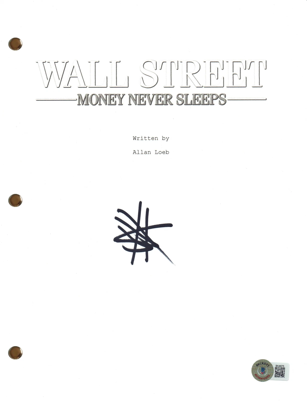 Shia LaBeouf Signed Autograph Wall Street Money Never Sleeps Movie Script BAS