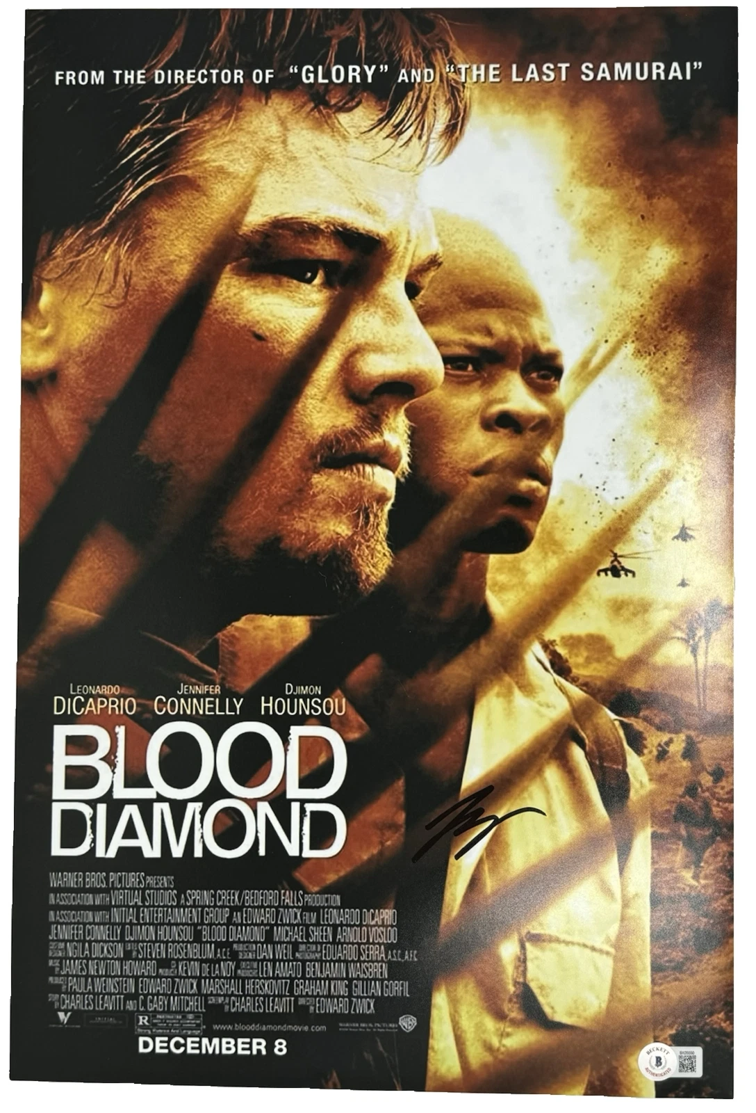 Leonardo DiCaprio Signed Autograph Blood Diamond 12x18 Movie Poster Photo BAS