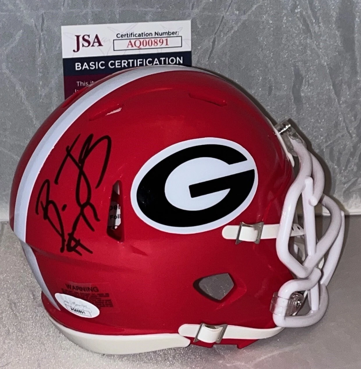 Broderick Jones Steelers signed Georgia Bulldogs mini helmet autographed JSA