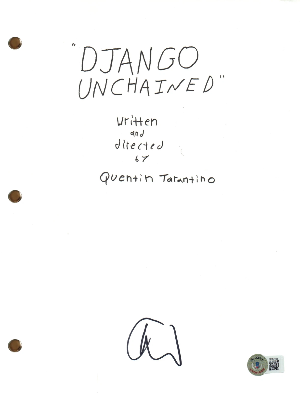 Christoph Waltz Signed Autograph Django Unchained Full Movie Script Beckett COA
