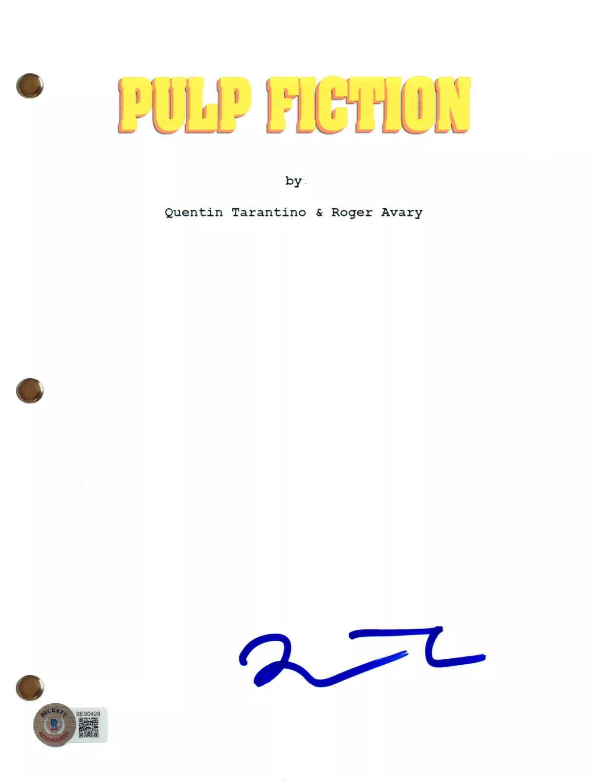 Quentin Tarantino Signed Autograph Pulp Fiction Movie Script Screenplay BAS COA