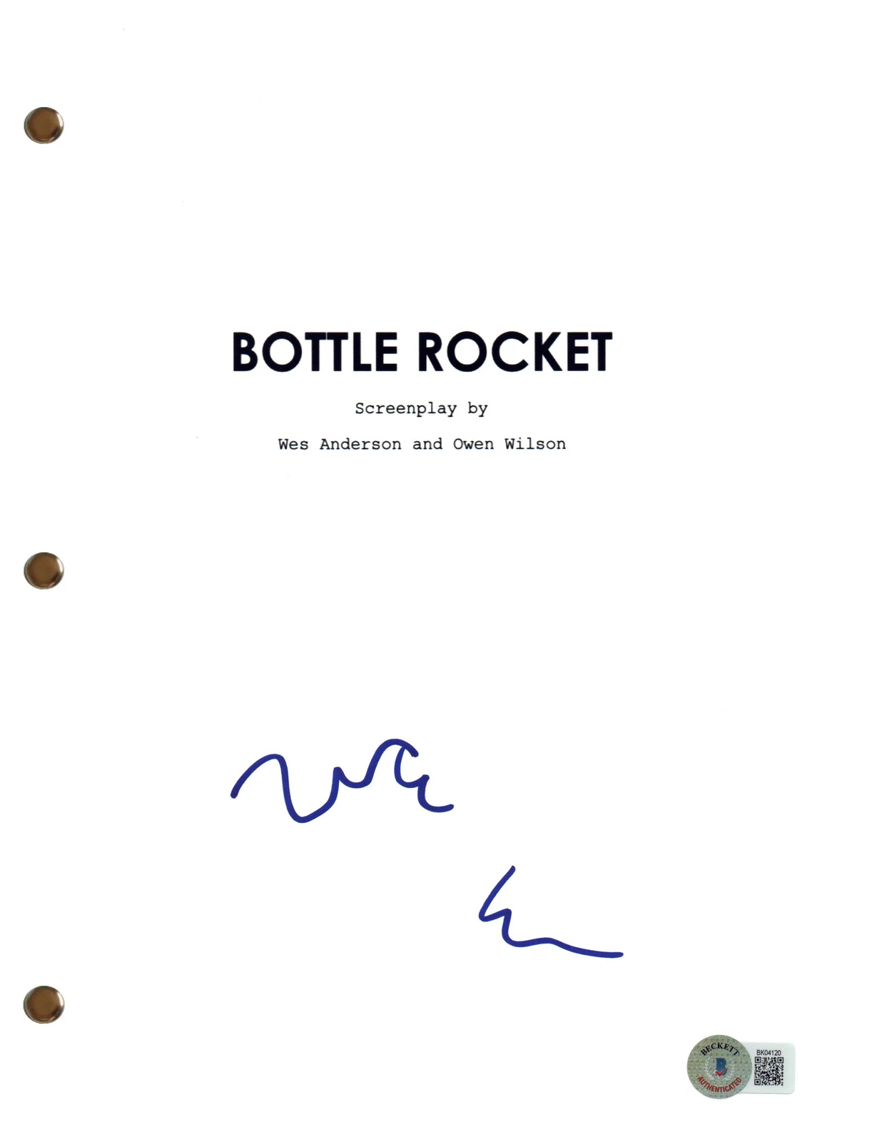 WES ANDERSON SIGNED AUTOGRAPH BOTTLE ROCKET MOVIE SCRIPT FULL SCREENPLAY BAS COA COLLECTIBLE MEMORABILIA