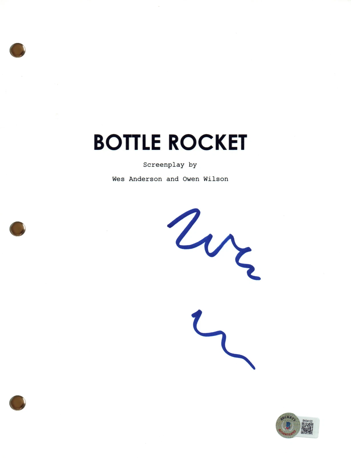 WES ANDERSON SIGNED AUTOGRAPH BOTTLE ROCKET MOVIE SCRIPT SCREENPLAY BECKETT COA COLLECTIBLE MEMORABILIA