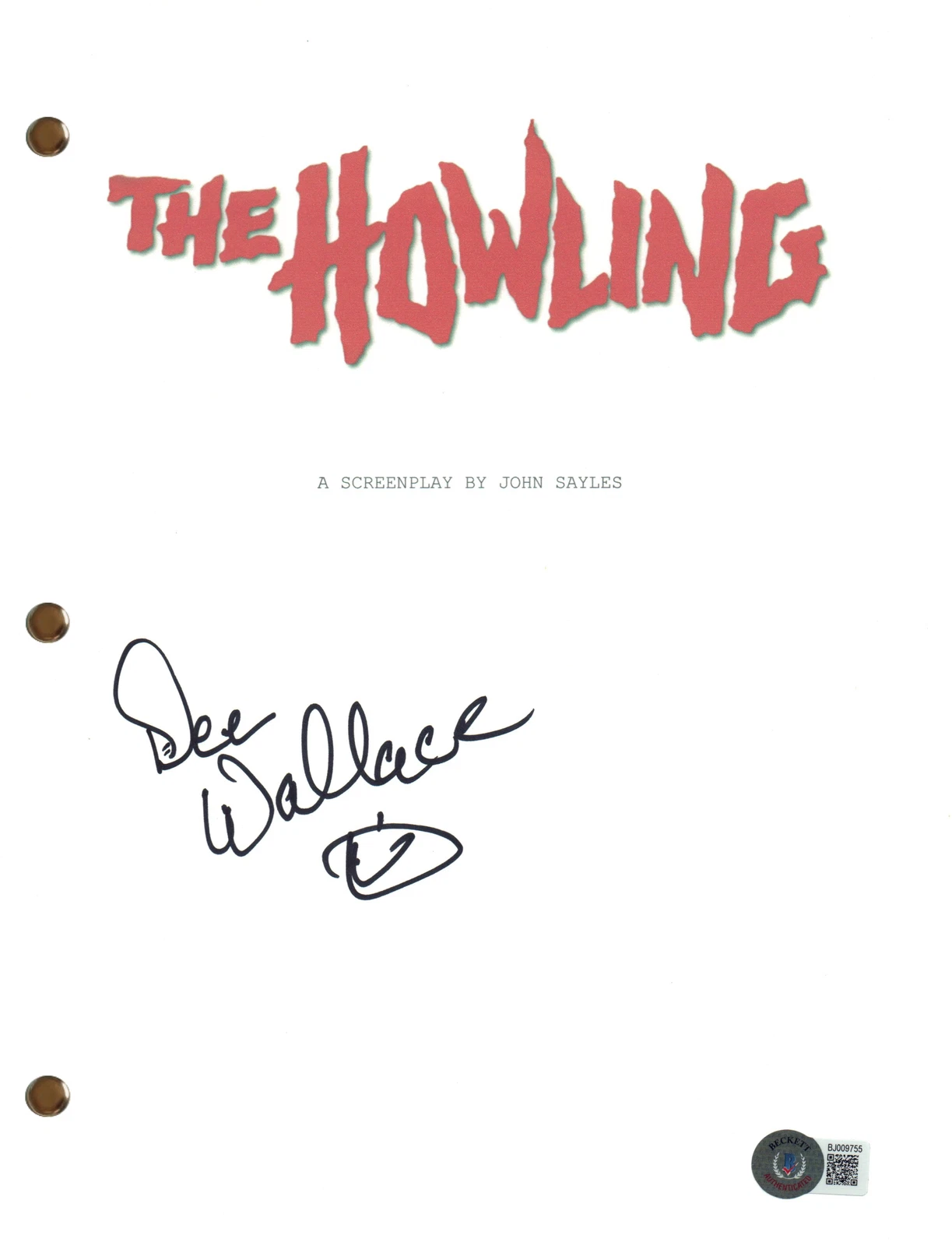 Dee Wallace Signed Autograph The Howling Movie Script Screenplay Horror BAS COA