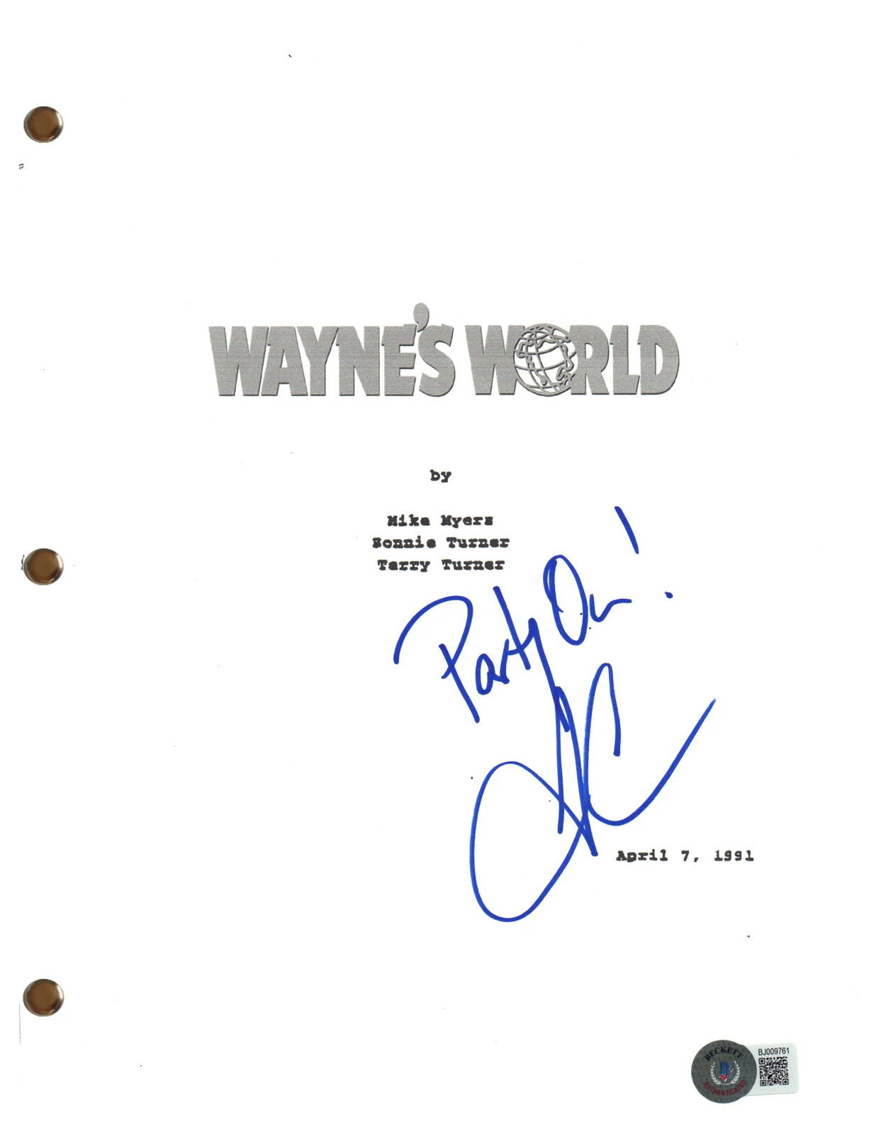 Tia Carrere Signed Autograph Wayne's World Movie Script Screenplay Beckett COA