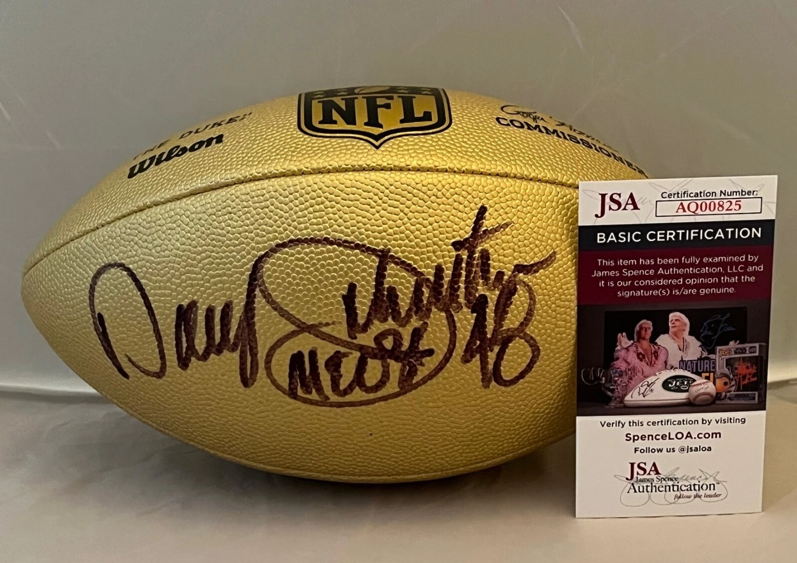 Daryl Johnston Dallas Cowboys signed NFL Gold Football autographed Moose JSA