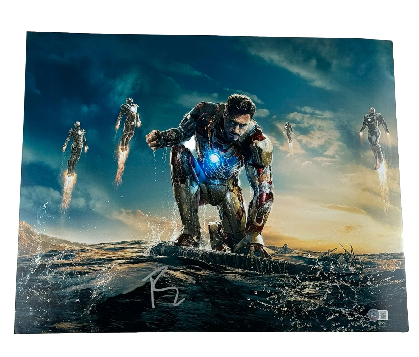 Robert Downey Jr Signed Iron Man 16x20 Photo Tony Stark Autograph Beckett COA