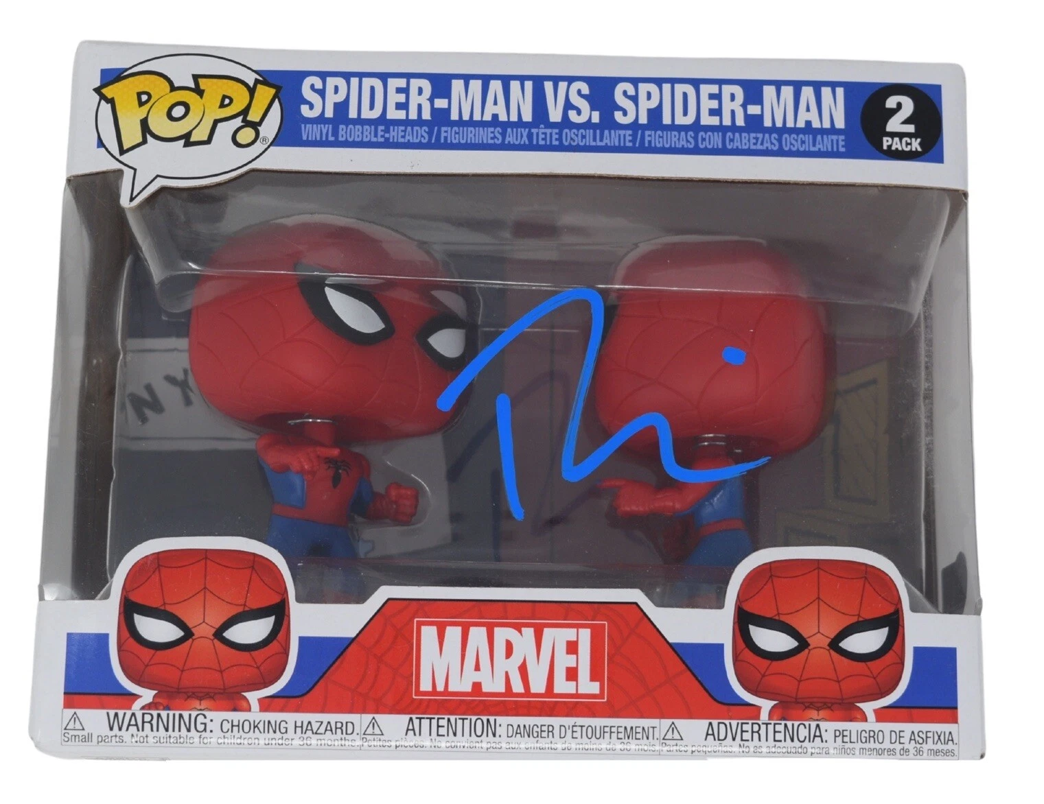 Tobey Maguire Signed Spider-Man Funko Pop 2 Pack Deluxe Autograph Beckett COA