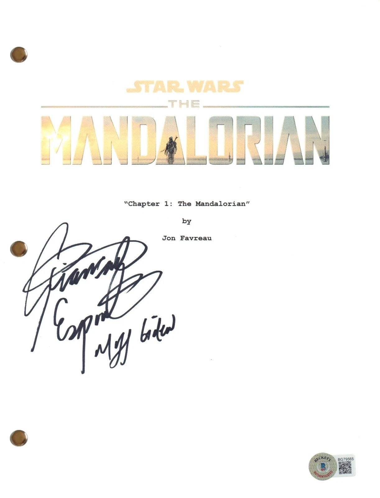 Giancarlo Esposito Signed The Mandalorian Pilot Script Autograph Star Wars BAS