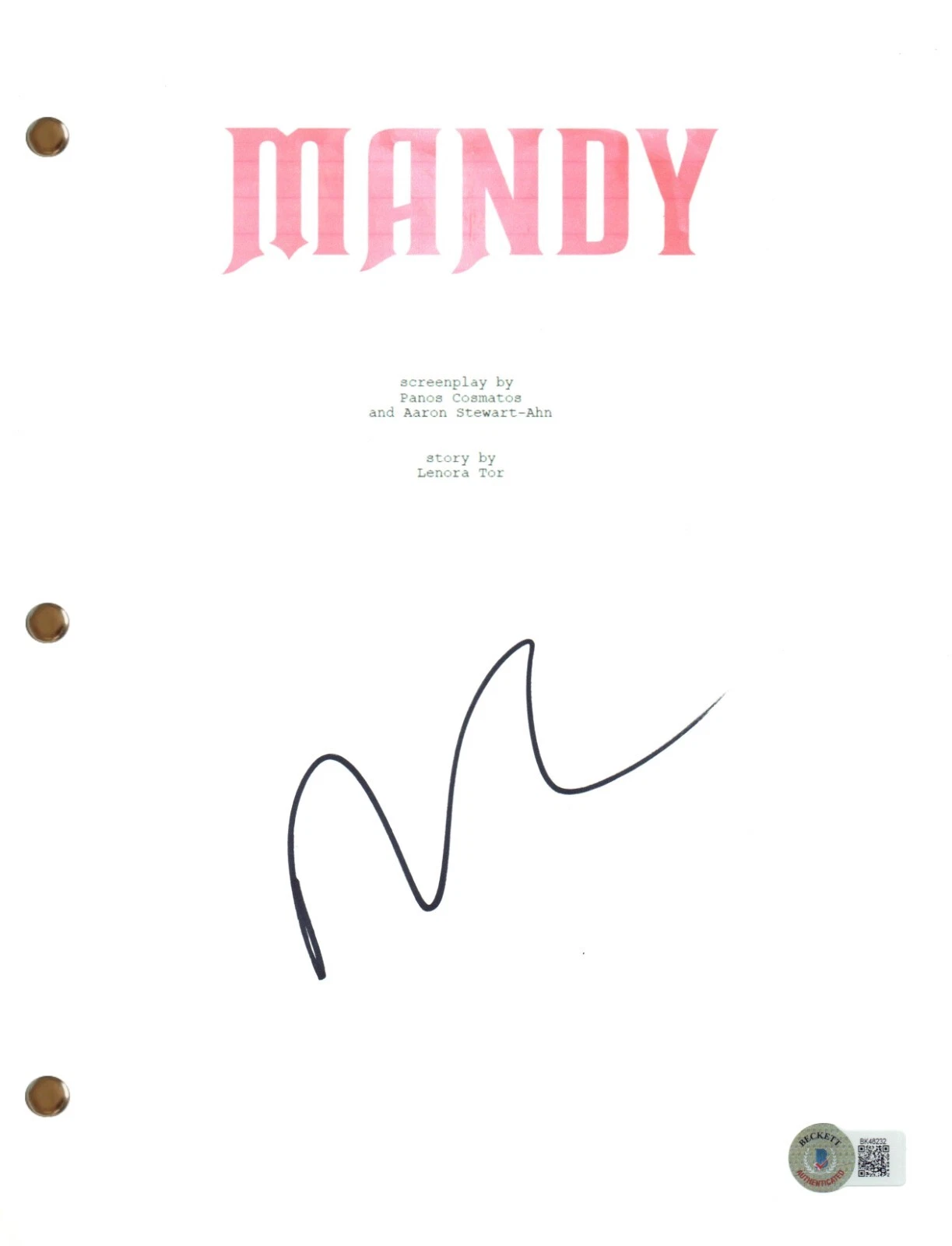 Nicolas Cage Signed Autograph Mandy Movie Script Screenplay Horror Beckett COA