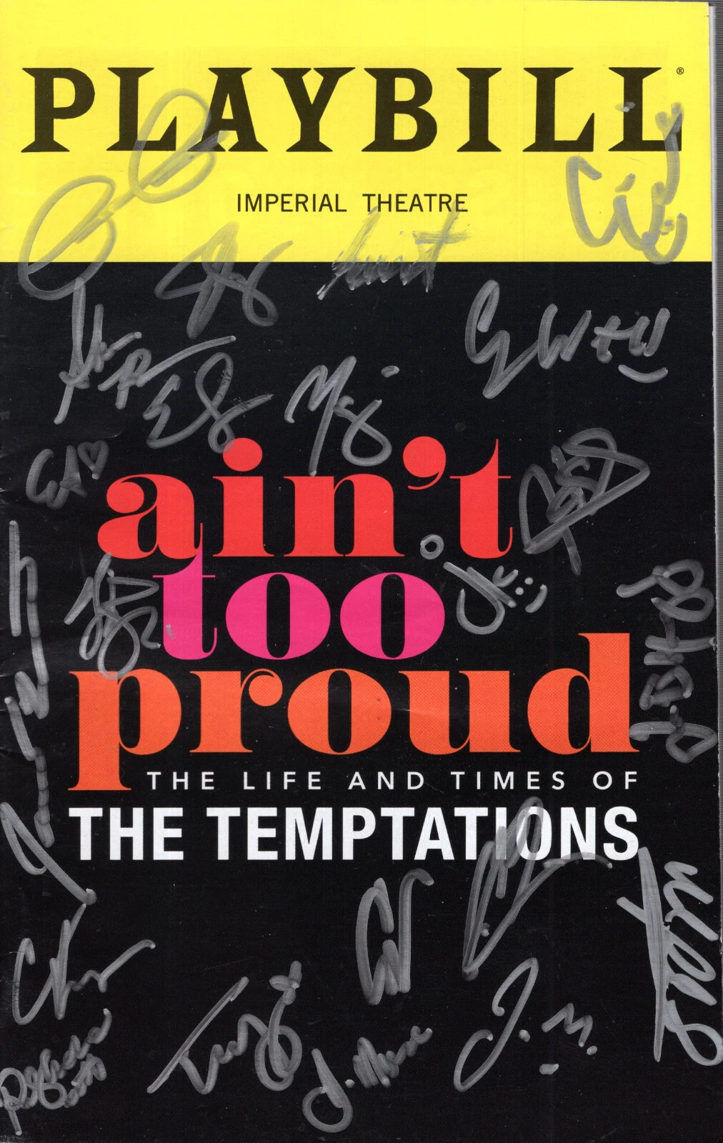 AIN'T TOO PROUD HAND SIGNED NYC PLAYBILL+COA SIGNED BY CAST THE TEMPTATIONS