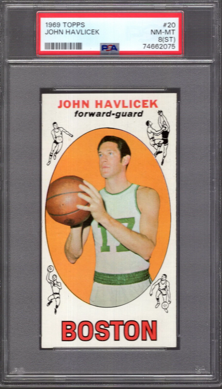 JOHN HAVLICEK 1969 TOPPS ROOKIE CARD RARE PSA SLABBED GRADED NM-MT 8