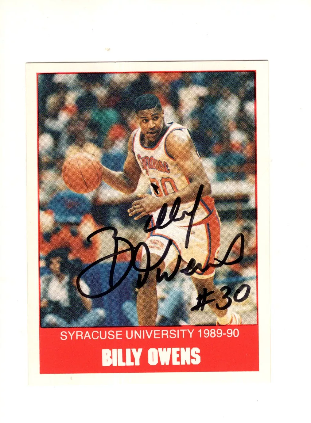 BILLY OWENS HAND SIGNED 1989-90 SYRACUSE BASKETBALL CARD AMAZING CONDITION