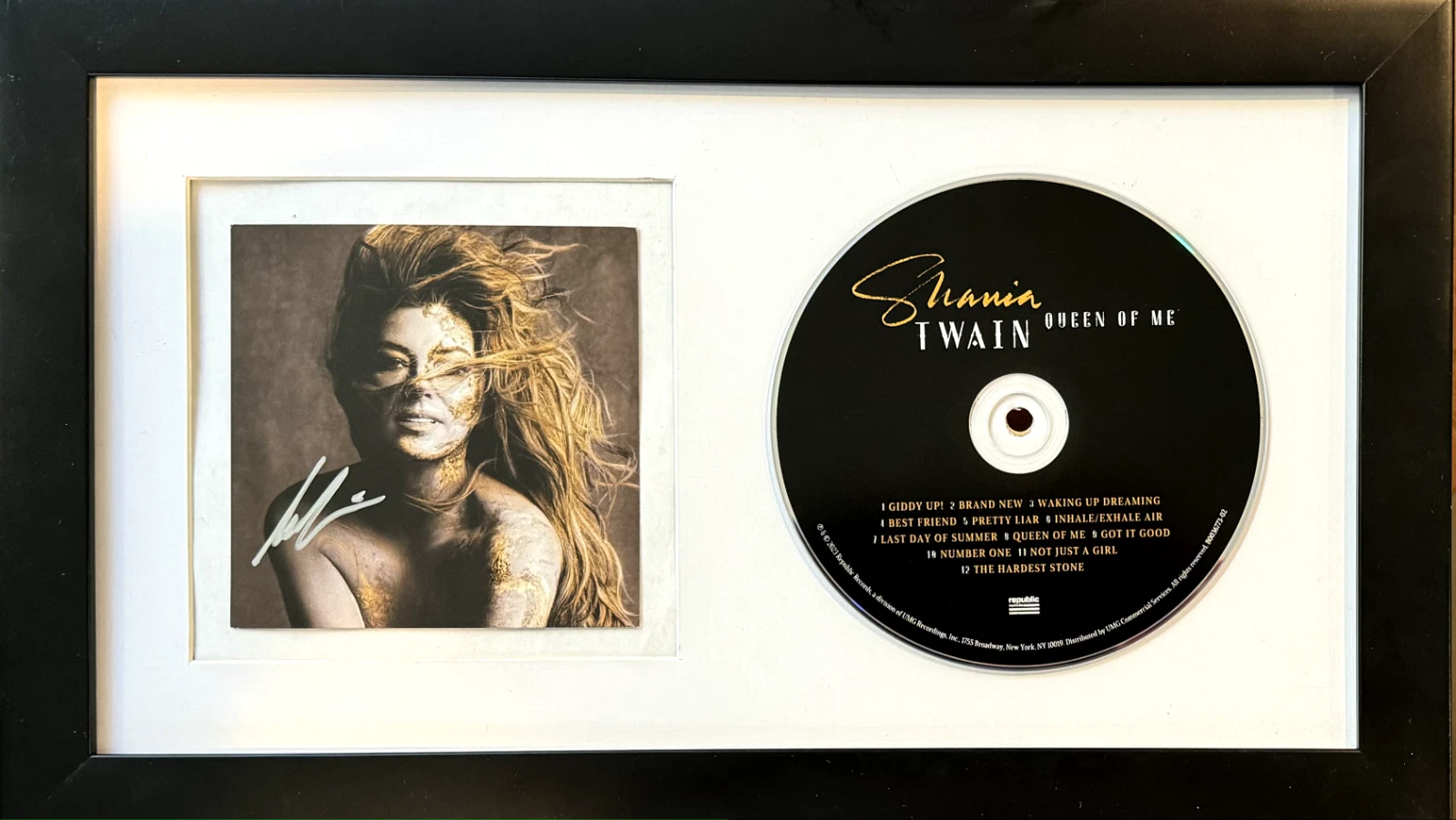 Shania Twain Signed Autograph Queen of Me CD Framed Matted Display COA