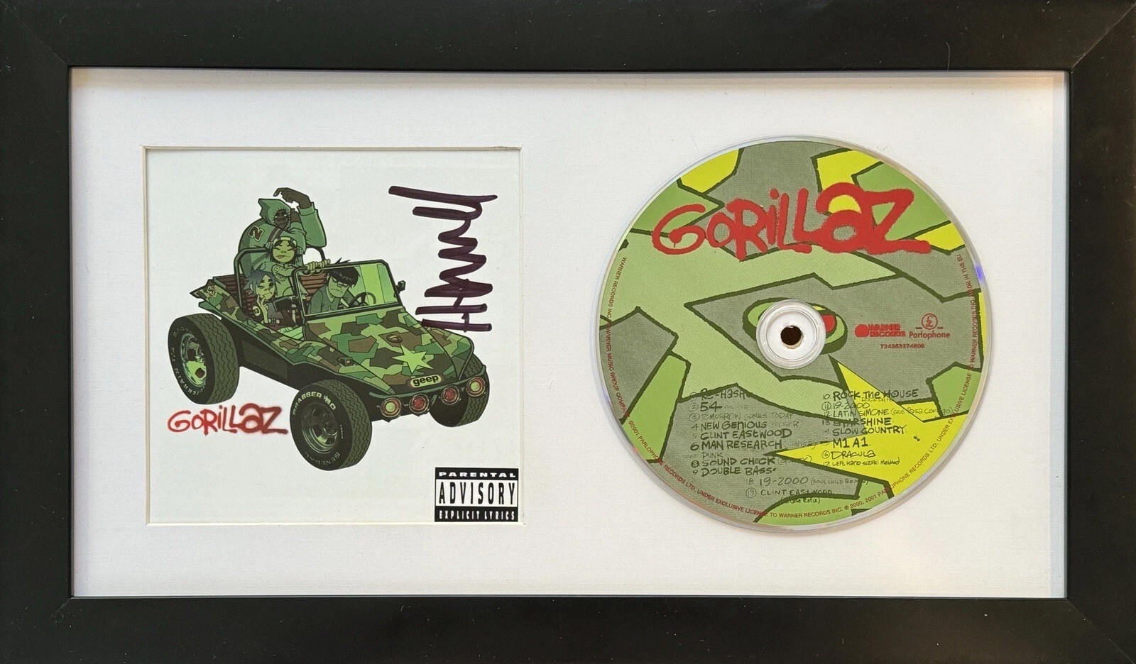 Jamie Hewlett Gorillaz Signed Autograph Self Titled CD Framed Display BAS COA
