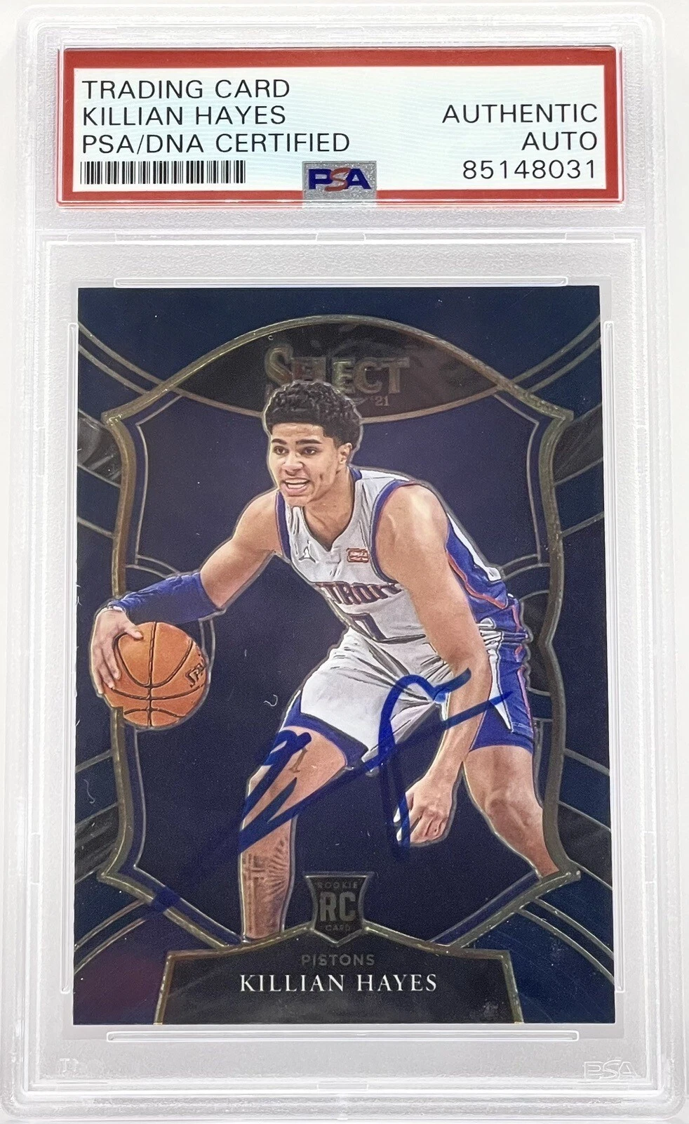 Killian Hayes Signed 2020-21 Select Rookie Card Detroit Pistons PSA/DNA Slabbed