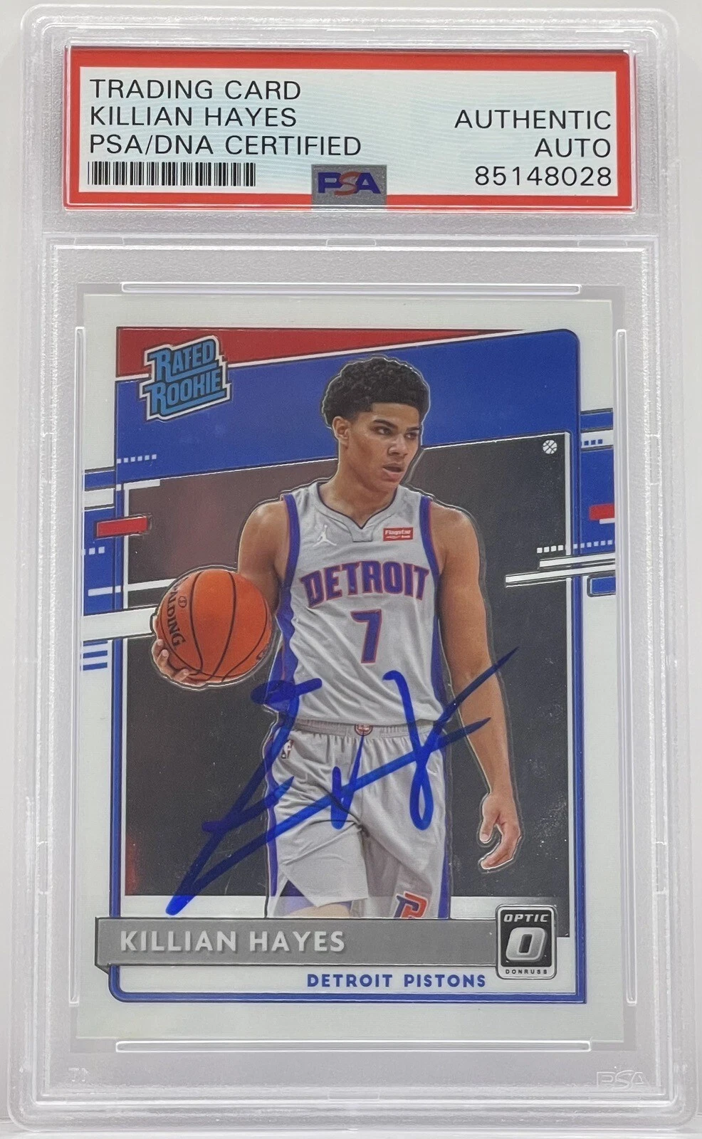 Killian Hayes Signed 2020-21 Optic Rookie Card Detroit Pistons PSA/DNA Slabbed