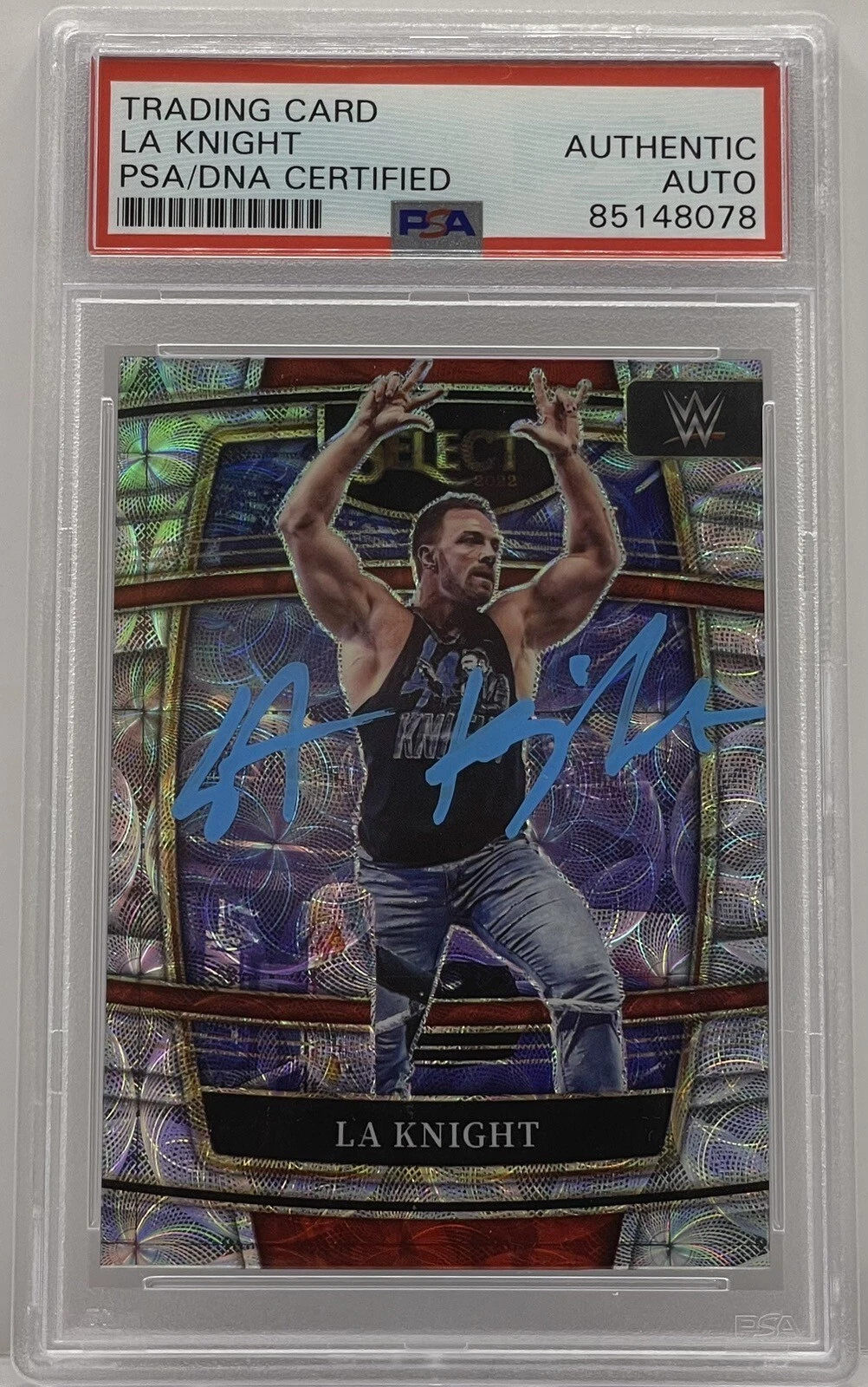 LA Knight Signed 2022 Select Concourse Scope Rookie Card WWE PSA/DNA Slab Yeah