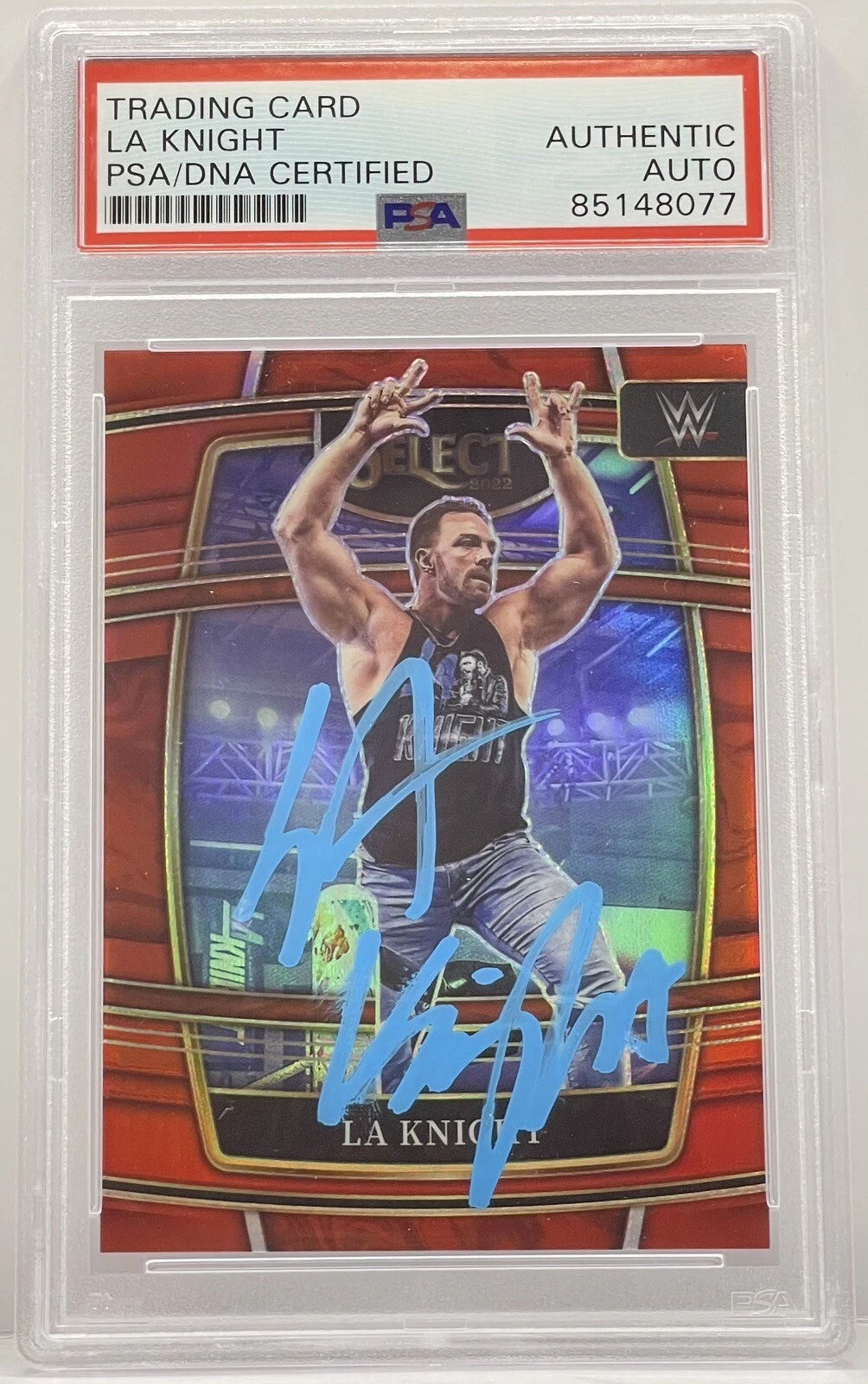 LA Knight Signed 2022 Select Concourse Red #/d 249 Rookie Card WWE PSA/DNA Slab